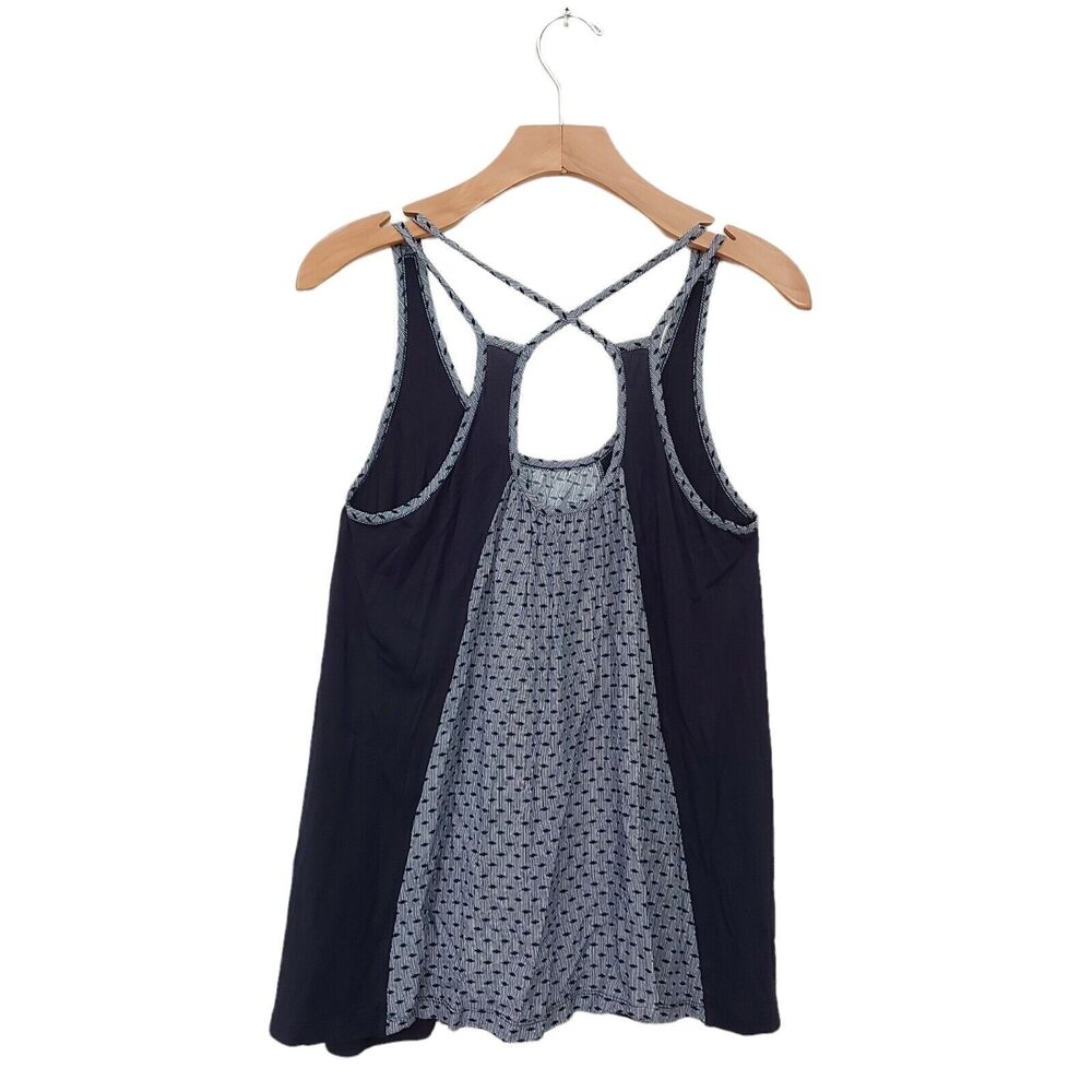 Cabi Sleeveless Top Womens XS Blue Rayon Cross Strap Scoop Neck Lightweight Boho - Picture 2 of 7